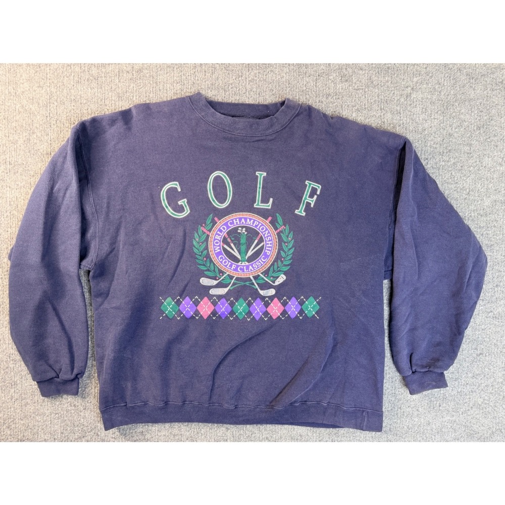 Vintage Galt Sand Golf Sweatshirt Large Navy Blue Cotton USA Crewneck Mens L